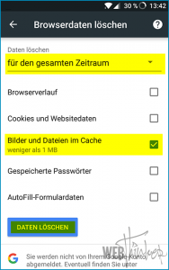 Cache leeren Chrome Android 4
